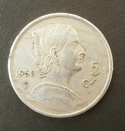 Moneda 5 Centavos 1950 Josefa Blanca En Excelente Estado 