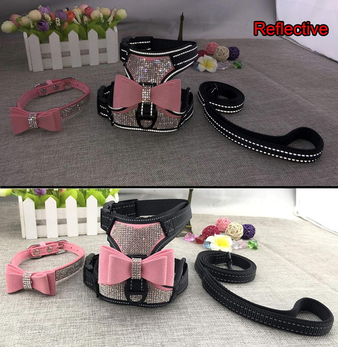Newtensina 3 Piezas Pajaritas Bling Lindo Arnés Para Perro Y
