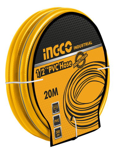 Manguera Industrial Reforzada Ingco Pvc 1/2 X 20 Mt 300 Psi Color Amarillo