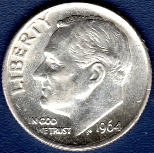 Roosevelt Dime 1964 Moneda Plata Estados Unidos De América