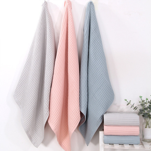 Toalla De Baño Waffle De Algodón Puro, Suave Y Absorbente, P