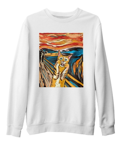 Sudadera Suéter Gato Scream Parodia Cuadro Colores Unisex