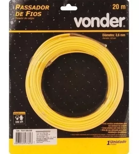 Guia Passa Fio Sonda Pvc Alma De Aço Profissional 30m Vonder