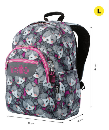 Totto Combo Mochila, Lonchera Y Lapicera - Set Kit Escolar A Gatitos