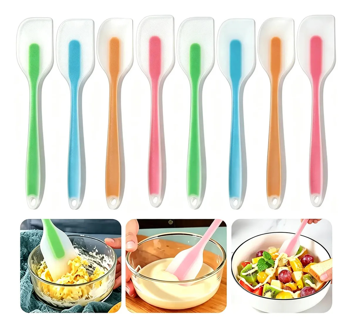 Pack 8 Espátulas de Silicona QINERY Grandes para Repostería, de 28 cm y Resistentes al Calor
