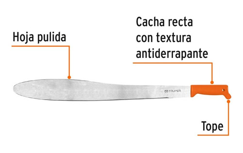 Machete Caguayano 24 Cacha Naranja Inyectada, Truper. 16127