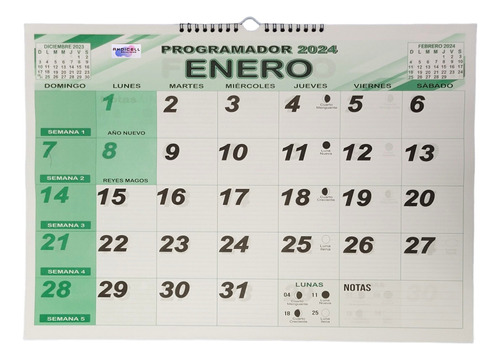  Calendario Programador 2024 Horizontal Grande 48 Cm X 34 Cm