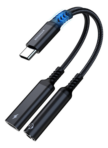 Zooaux Adaptador Usb C A Auriculares Y Cargador De 0.138 In.