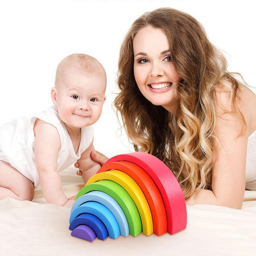 8 Piezas Arco Iris Construcción Apilamiento Bloques Diy
