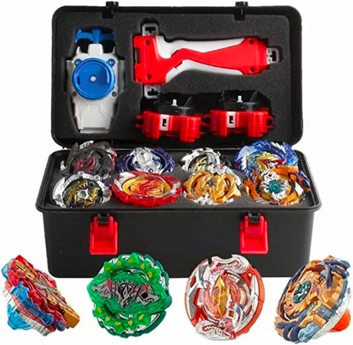 Set De 12 Bayblades Metal Fusion Beyblades Con Caja De Almac