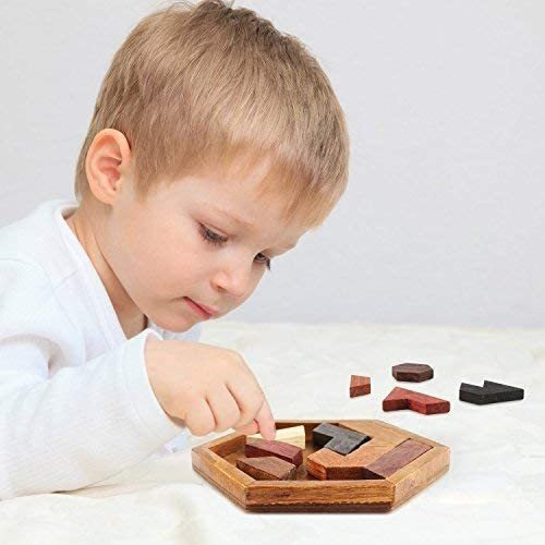 Kingzhuo Hexagon Tangram Puzzle Rompecabezas De Madera Para