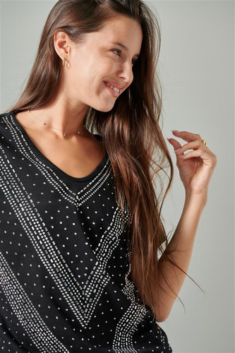 Remera Premium Wonderful Con Brillos Gu70025 Black & White