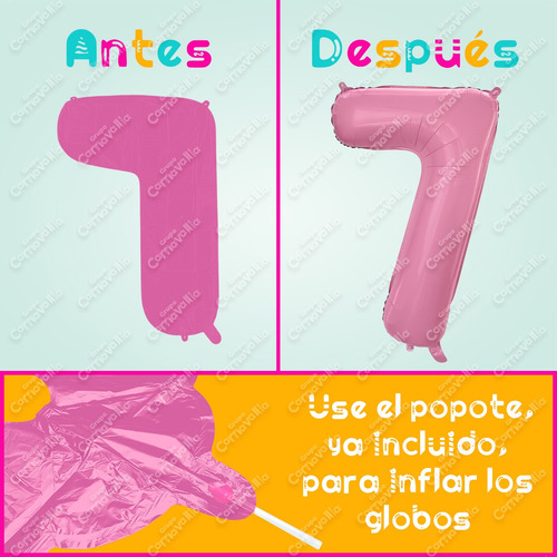 Globo Número Rosa Pastel 40in 100cm Fiesta Cumpleaños Xv 1mt 7