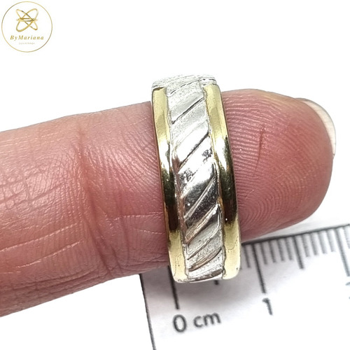 Imagen 3 de 6 de Anillo Plata Y Oro Tipo Cinta