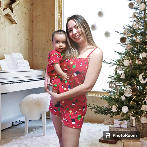 Pijamas Navideñas Alfa Club De Short Y Polerita Para Mujer 