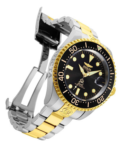 Invicta Grand Diver 27614 Automático Seiko  47mm Duo Color Cor Da Correia Prateado Cor Do Bisel Preto Cor Do Fundo Preto