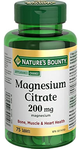 Citrato De Magnesio De Nature's Bounty 210 Mg, 75 Tabletas