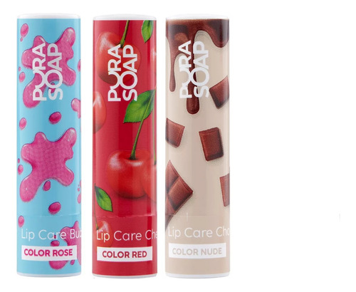 Pura Soap Trio Balsamo Labial Colores