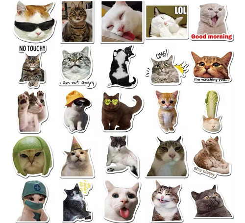 Stickers Autoadhesivo Gatos Memes X 50 Gatos