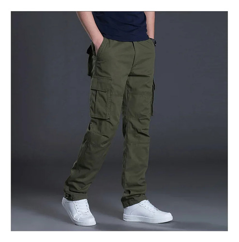 Calças Cargo Masculinas De Algodão Com Vários Bolsos