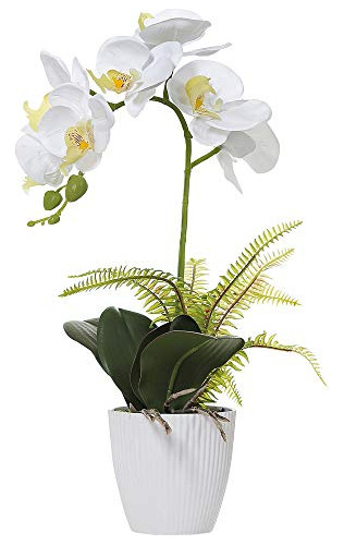 Flor Artificial De Orquídea Blanca En Maceta, Orquídea Phale