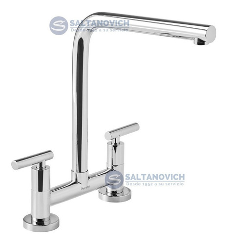 Grifería Cocina Mesada Peirano Mallorca Cromo Metálico Lever