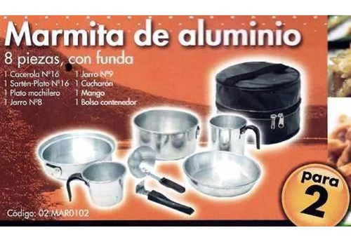 Imagen 3 de 6 de Marmita Brogas 2 Personas Mochilero Camping Set De Cocina 8p