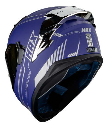 Casco Moto Integral Hax Obsidian 2.0 Purple Silver Ece 22.06 Morado Solid Xl-extra Grande