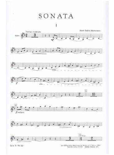 J.p. Moncayo: Sonata Para Violín Y Piano.