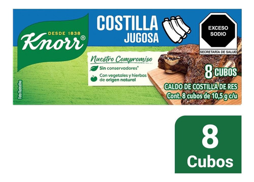 4 Pza Caldo De Costilla De Res Knorr 8 Cubos 10.5 G C/u