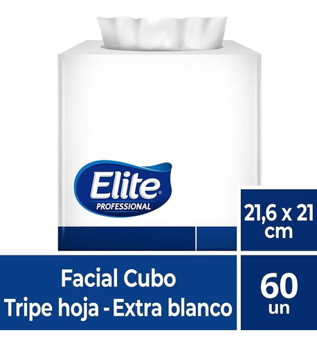 Pañuelo Facial Triple Hoja 60 Un Elite Professional Elite Professional Excellence Cubo en cubo x 60 unidades