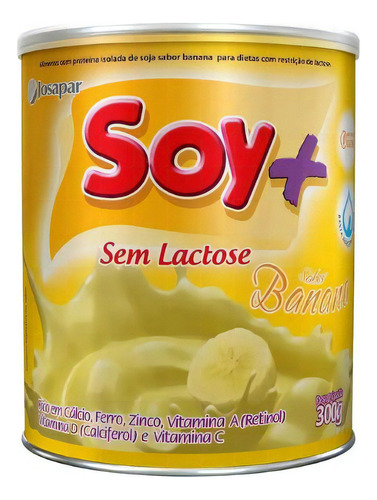 Alimento Em Pó Soy + Sem Lactose Sabor Banana Lata 300g