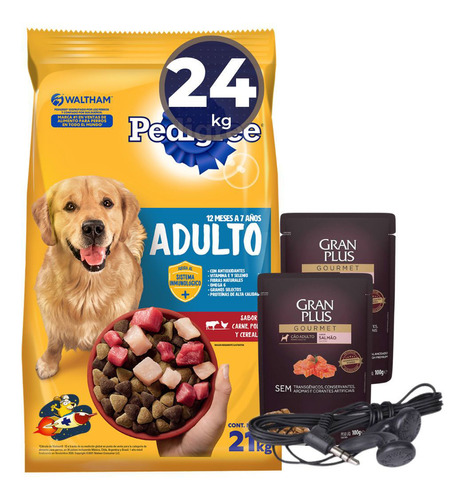 Racion Perros Pedigree Adulto 21 Kg + 3 Kg + Regalo