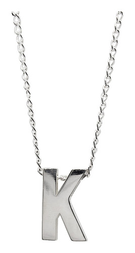 Collar Zab De Plata .925, Diseño De La Letra K En 3d