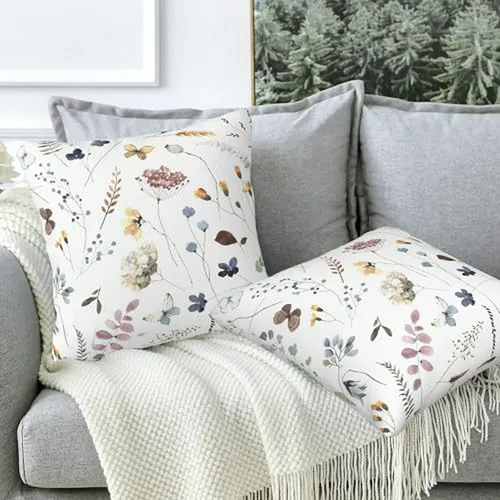 Fundas De Cojín Decorativas Flores Y Mariposas - Set 2