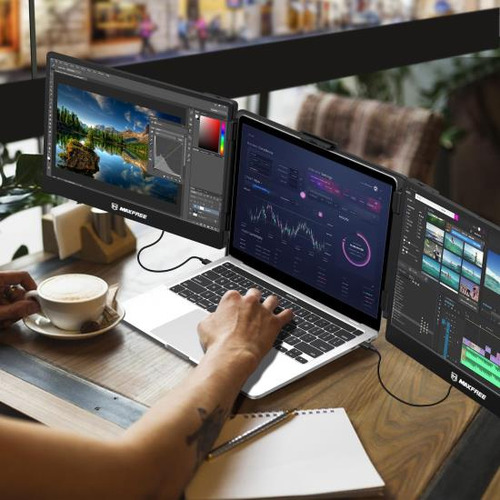 Maxfree S2 Monitor Triple Para Computadora Portátil, Extenso