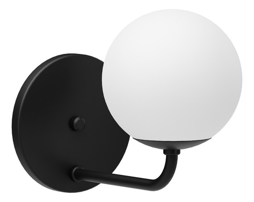 Arandela Jabuticaba Curvada Luminária De Parede Globo Leitoso 12cm Cor Preto G9 Mf193 Mega Forte Iluminação