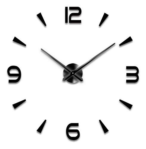 Reloj Adhesivo Decoracion Diametro 100 Cm M18 Estructura Negro Fondo Blanco