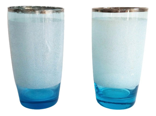 Dos  Vasos   Con Borde  De Plata Regalo Para Parejas