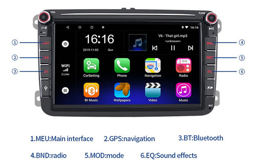 Auto Estéreo Pantalla Carplay Con Gps Bt 9 Pulgadas Para Vw