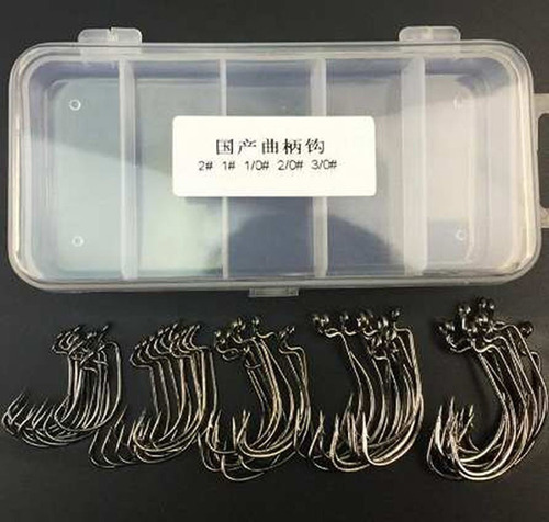 Kit de anzuelos Offset C/50 Soft Shad Shrimp Fishing + caja de regalo
