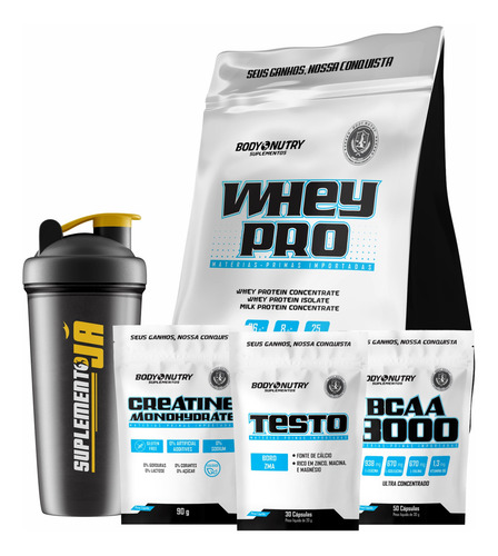 Combo Whey Protein + Creatina + Testo Usa + Bcaa + Coq Sabor Cookies & Crème