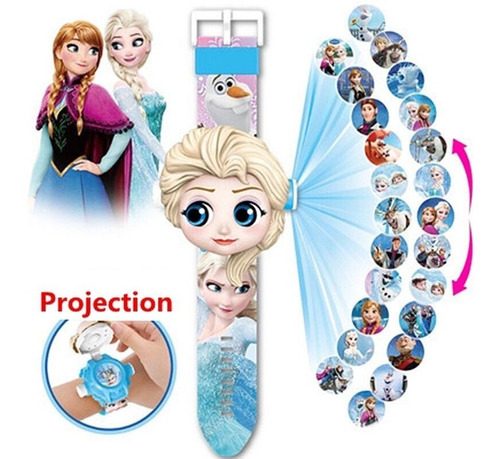 Reloj proyector infantil Elsa Frozen, 24 imágenes digitales
