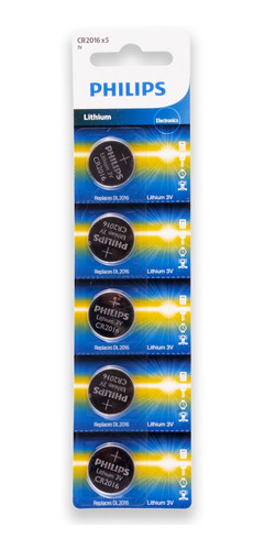 Imagem 1 de 4 de 05 Pilhas Philips Cr2016 3v Bateria Original - 01 Cartela