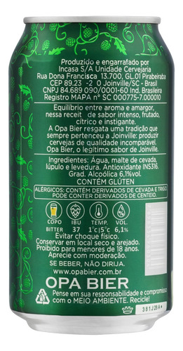 Cerveja Opa Bier IPAescura lata 350ml