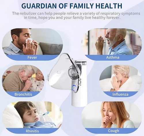 Nebulizador Portátil Inhalador Usb Y Batería Ultrasónico Blanco Y Gris