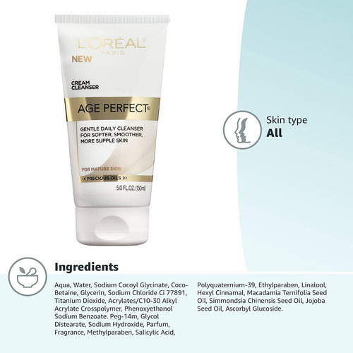 Limpiador Crema Suave L'oreal Paris Skincare Age Perfect Tipo De Piel Todo Tipo De Piel