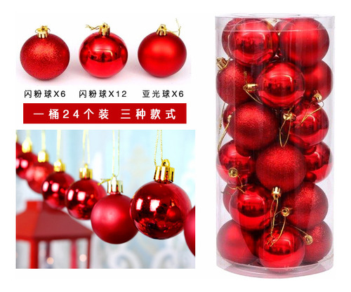 Set De Adornos: 24 Piezas, Colores Mezclados, Bolas De 3 Cm