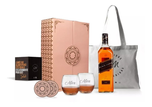 Kit Regalo Whisky Johnnie Walker Black Label 750ml + 2 Vasos