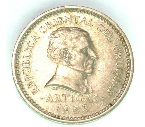 Antigua Moneda 5 Centésimos Uruguay 1953